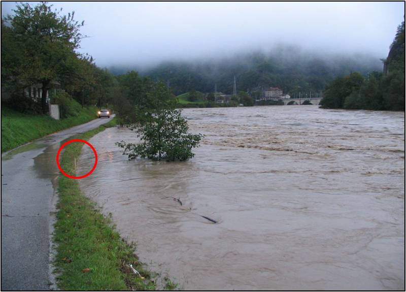 Meritve vodostajev (oznaka sledi visoke vode) Meritve vodostajev sledi visoke vode